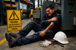 Trabajador lesionado por falta de equipo de seguridad en fábrica